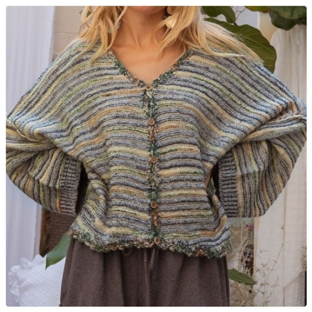 POL Palms Spring Stripe Sweater Cardigan - Picture 5 of 13